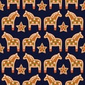 Seamless pattern with Christmas gingerbread cookies - xmas star and horse.