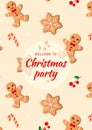 Seamless pattern with Christmas gingerbread decorated man, snowflake. Royalty Free Stock Photo