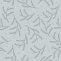 Seamless pattern with christmas grey tree branches and snowflake