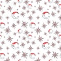 Seamless pattern on Christmas and holiday theme drawn with color pencils by hand in vintage colors and design Royalty Free Stock Photo