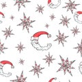 Seamless pattern on Christmas and holiday theme drawn with color pencils by hand in vintage colors and design Royalty Free Stock Photo