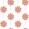 seamless pattern of Christmas mints. Vector Red and white lollipops. Sweet candies Royalty Free Stock Photo