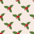 Seamless pattern with Christmas mistletoe