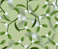 Seamless pattern with Christmas mistletoe.