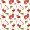 Seamless pattern with Christmas mittens