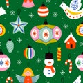 Seamless pattern with Christmas ornaments