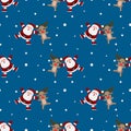 Seamless pattern of Christmas Santa claus and the rudolph reindeer repeatable, continuous background for holiday celebration. Royalty Free Stock Photo