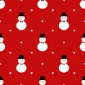 Seamless pattern Christmas snow man in hat with red background Royalty Free Stock Photo