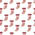 Seamless pattern with Christmas socks Texture for a wrapping paper. Royalty Free Stock Photo