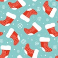 Seamless pattern with christmas socks. Christmas pattern. Vecto