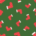 Seamless pattern with christmas socks. Vector illustration with fireplace sock. Christmas or New year backdrop