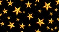 Seamless Pattern of Christmas Stars on Black Ready for Textile Prints.
