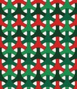 Seamless pattern in Christmas traditional colors with classic japanese ornament. Three pronged blocks tessellation.