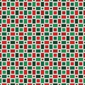 Seamless pattern in Christmas traditional colors with geometric figures. Repeated squares ornamental background. Royalty Free Stock Photo