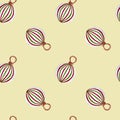 Seamless pattern with Christmas tree decoration. Hand painted watercolor illustration on yellow background Royalty Free Stock Photo