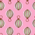 Seamless pattern with Christmas tree decoration. Hand painted watercolor illustration on pink background Royalty Free Stock Photo