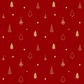 Seamless pattern of Christmas tree minimal style in red background Royalty Free Stock Photo