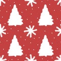 Seamless pattern with Christmas trees and snowflakes. Grunge, sketch, watercolour. Royalty Free Stock Photo