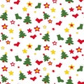 Seamless pattern with christmas trees and stars