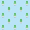 Seamless pattern of Christmas trees with white snow continuous background for holiday celebration.