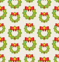 Seamless Pattern with Christmas Wreathes