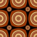 Seamless pattern with circle ornament in brown