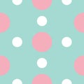 Seamless Pattern with circle white and pink dots Geometric abstract texture. Blue background. Flat design. Royalty Free Stock Photo