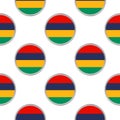 Seamless pattern from the circles with flag of Republic of Mauritius.