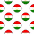 Seamless pattern from the circles with flag of Republic of Tajikistan.