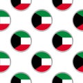 Seamless pattern from the circles with flag of State of Kuwait.