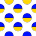 Seamless pattern from the circles with flag of Ukraine. Royalty Free Stock Photo