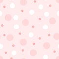 Seamless pattern of circles in pink colors. Illustration for girls at a of baby shower party with polka dots. Background for greet Royalty Free Stock Photo
