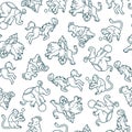 Seamless pattern Circus people, animals, elements