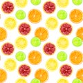 Seamless pattern with citrus fruits with orange, grapefruit, lemon and lime on a white background Royalty Free Stock Photo