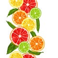 Seamless pattern with citrus fruits slices. Mix of lemon lime grapefruit and orange Royalty Free Stock Photo