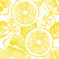 Seamless pattern with citrus fruits.