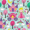 Seamless pattern with a princess Royalty Free Stock Photo