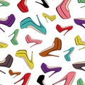 Seamless pattern of classic high heel shoes. Design can be used for wallpaper