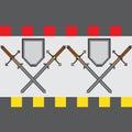 Seamless pattern with classic pixel swords and shields