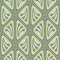 Stilized green geometrical ornament from repeating triangles.