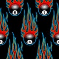 Seamless pattern with classic tribal hotrod muscle car flames an Royalty Free Stock Photo