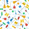 Seamless pattern of cleaning items Royalty Free Stock Photo