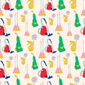 Seamless pattern with Cleansers and detergent in bottles