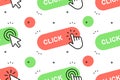 Seamless pattern with Click here button with hand icon and Click here button with Cursor icon Royalty Free Stock Photo