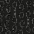 Seamless pattern with climbing carabiners