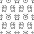 Seamless pattern from clock alarm icon black contour on a white Royalty Free Stock Photo