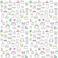 Seamless Pattern With Linear Clothes and Accessories