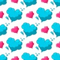 Seamless pattern with cloud with heart shape