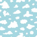 Seamless pattern of clouds on the blue sky. Pattern. Vector illustration