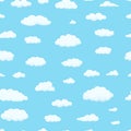 Seamless pattern. Clouds of different shapes in the sky for your web site design, UI, app. Meteorology and atmosphere in Royalty Free Stock Photo